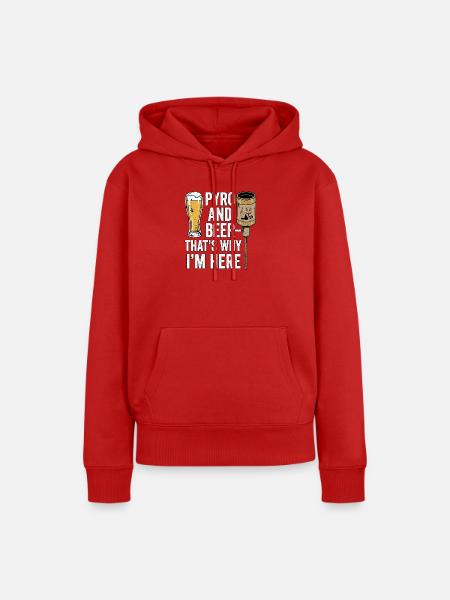 Pyro Und Bier - Frauen Premium Bio Hoodie - Rot