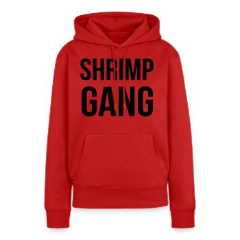 SHRIMP GANG - Frauen Premium Bio Hoodie - Rot - Vorne - Julia (174cm)