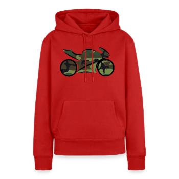 Motorrad Camouflage - Frauen Premium Bio Hoodie - Rot - Vorne - Julia (174cm)