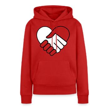 Coeur main dans la main blanc-incolore - Sweat à capuche Premium bio Femme - rouge - Devant - Julia (174cm)
