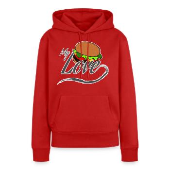 hamburger - Sweat à capuche Premium bio Femme - rouge - Devant - Julia (174cm)