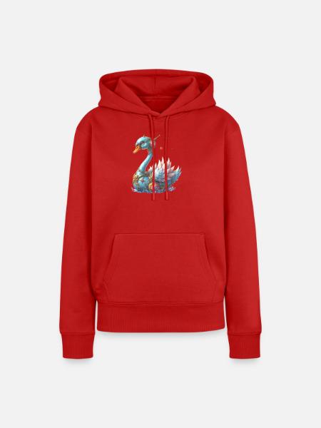 Blauer Mechanischer Schwan - Frauen Premium Bio Hoodie - Rot