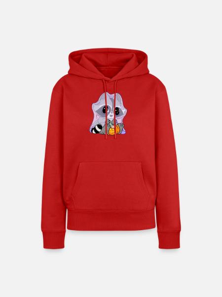 Snuggles der Waschbär im Geisterkostüm - Frauen Premium Bio Hoodie - Rot