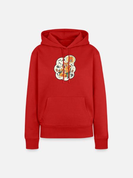 Katzenkino Popcorn Spaß - Frauen Premium Bio Hoodie - Rot