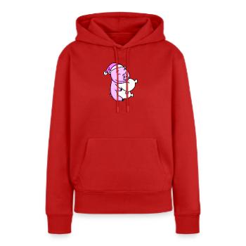 Cochon avec oreiller et bonnet de couchage - Sweat à capuche Premium bio Femme - rouge - Devant - Julia (174cm)