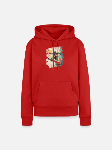 Snowboarder Pulverschnee - Frauen Premium Bio Hoodie - Rot