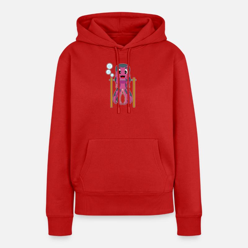 Octopus Bodybuilder Pull-ups Bodybuilding - Women’s Premium Organic Hoodie - red
