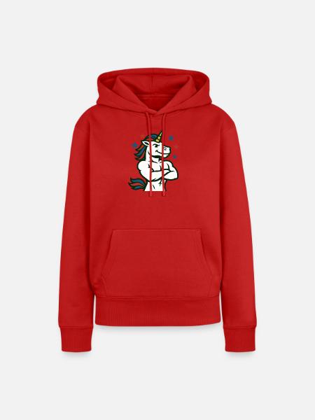 Selbstbewusste Einhorn-Illustration - Frauen Premium Bio Hoodie - Rot