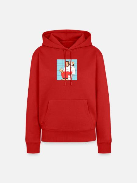 Affe auf Toilette mit Banane - Frauen Premium Bio Hoodie - Rot