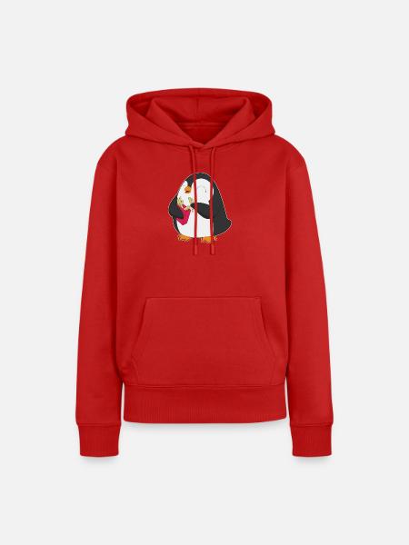 Pinguin Pommes frites - Frauen Premium Bio Hoodie - Rot