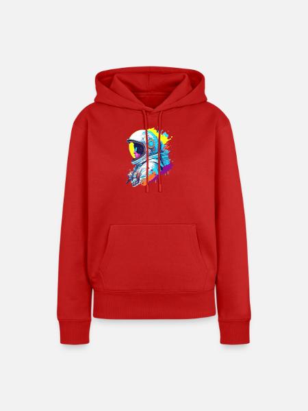 Astronaut Farbspritzer Illustration - Frauen Premium Bio Hoodie - Rot