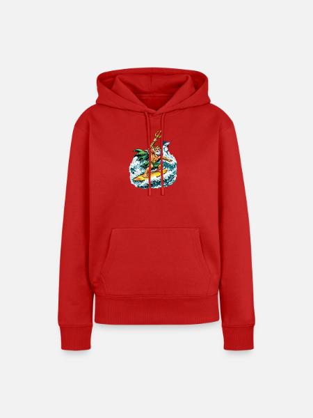 Neptun Surft - Frauen Premium Bio Hoodie - Rot