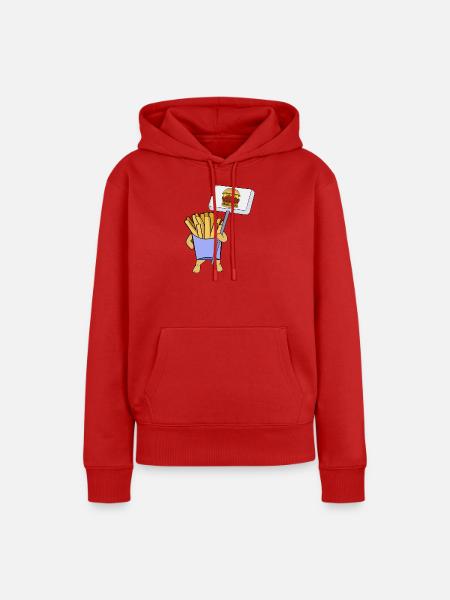 Pommes frites protestieren für Hamburger - Frauen Premium Bio Hoodie - Rot
