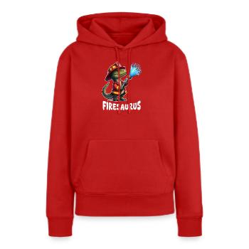 Firesaurus Pompier Mascotte - Sweat à capuche Premium bio Femme - rouge - Devant - Julia (174cm)