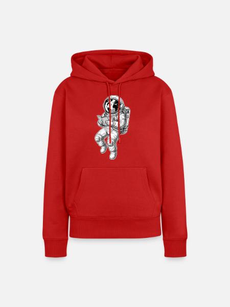 Astronaut Reading Space Earth - Frauen Premium Bio Hoodie - Rot