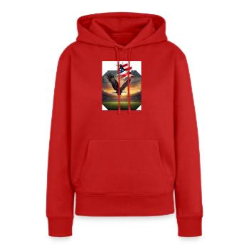 Patriotischer Adler im Stadion - Frauen Premium Bio Hoodie - Rot - Vorne - Julia (174cm)