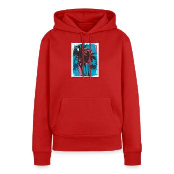 Palmen im Neon-Sonnenuntergang - Frauen Premium Bio Hoodie - Rot - Vorne - Julia (174cm)