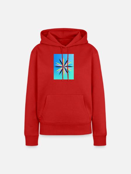 Lebendiges geometrisches Starburst-Design - Frauen Premium Bio Hoodie - Rot