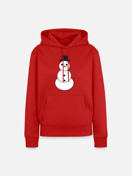 Minimalistische Schneemannkunst - Frauen Premium Bio Hoodie - Rot