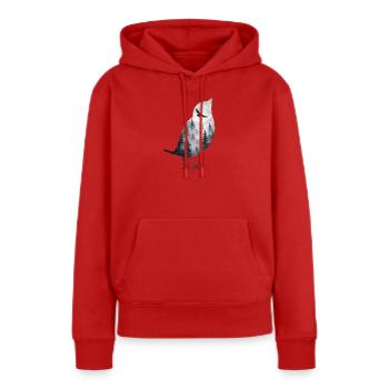 Oiseau dans la brume de la forêt - Sweat à capuche Premium bio Femme - rouge - Devant - Julia (174cm)
