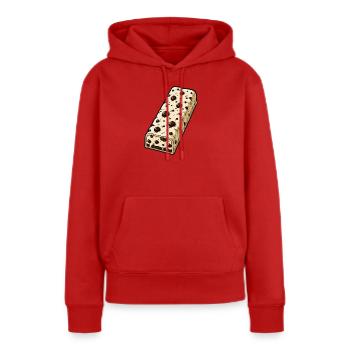 Schokoriegel mit Schoko-Stückchen Muster - Frauen Premium Bio Hoodie - Rot - Vorne - Julia (174cm)
