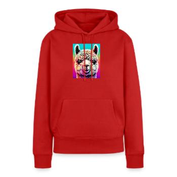 Alpaka - Frauen Premium Bio Hoodie - Rot - Vorne - Julia (174cm)