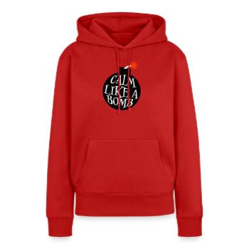 Calme comme une bombe Paradoxe Ironie Humour Blague explosive - Sweat à capuche Premium bio Femme - rouge - Devant - Julia (174cm)