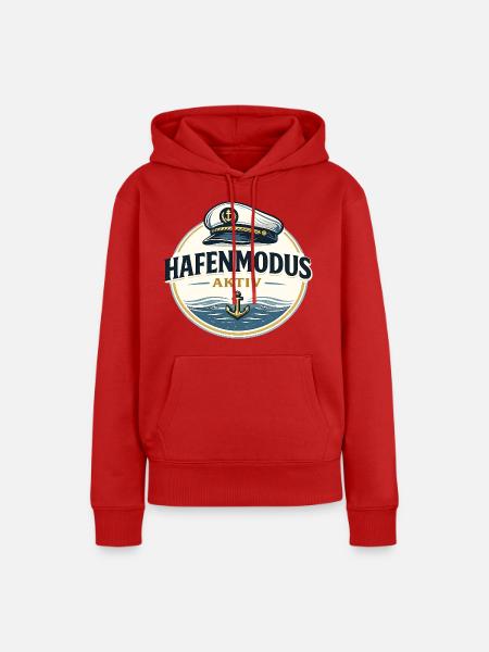 Hafenmodus aktiv maritimer Anker Spruch - Frauen Premium Bio Hoodie - Rot