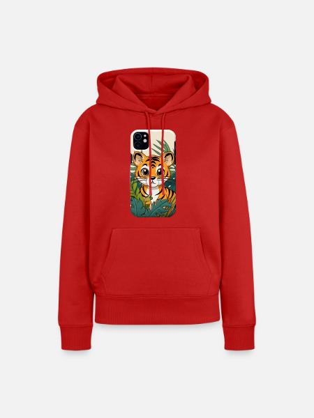 Tigerjunge im Dschungel - Frauen Premium Bio Hoodie - Rot