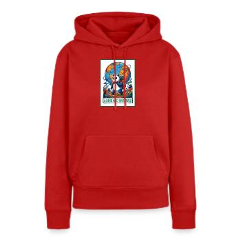 Seul et sans peur - Sweat à capuche Premium bio Femme - rouge - Devant - Julia (174cm)