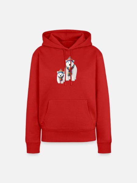 Regenbogenbär mit Schal - Frauen Premium Bio Hoodie - Rot