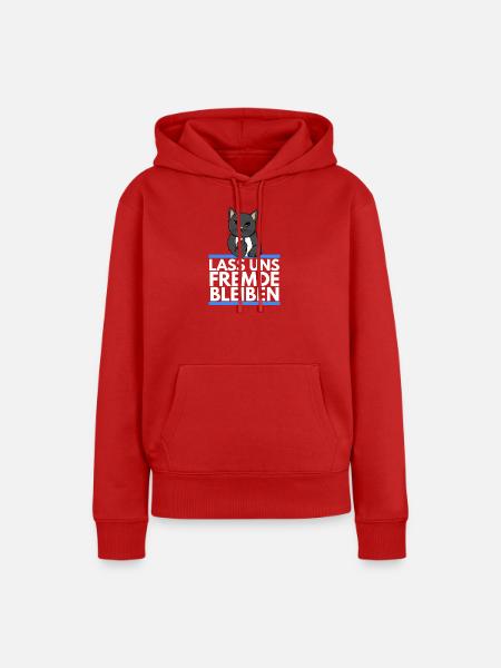 Hater Katze - Lass uns Fremde bleiben - Frauen Premium Bio Hoodie - Rot