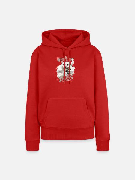 Katzenboss im Anzug - Frauen Premium Bio Hoodie - Rot