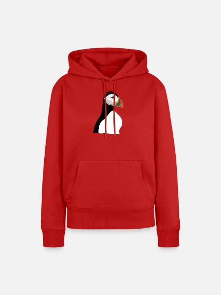 Puffin Head Print - Frauen Premium Bio Hoodie - Rot