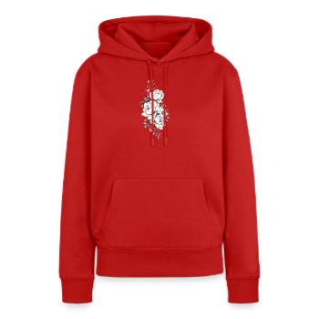Zeitlose Graustufen-Floral - Frauen Premium Bio Hoodie - Rot - Vorne - Julia (174cm)