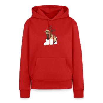 Tanuki sous le gui - Sweat à capuche Premium bio Femme - rouge - Devant - Julia (174cm)