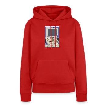 Configuration rétro du bureau de l’ordinateur - Sweat à capuche Premium bio Femme - rouge - Devant - Julia (174cm)