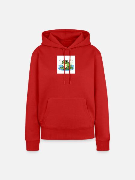 Charmanter Frosch auf Seerose - Frauen Premium Bio Hoodie - Rot
