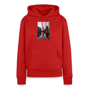 Réflexion urbaine - Sweat à capuche Premium bio Femme - rouge - Devant - Julia (174cm)