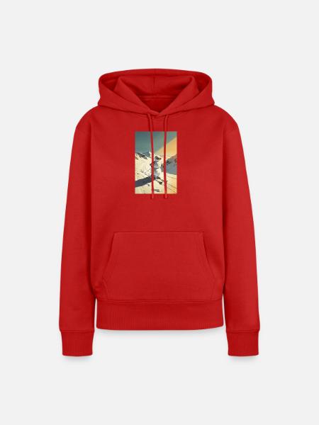 Skiing Snowman - Frauen Premium Bio Hoodie - Rot