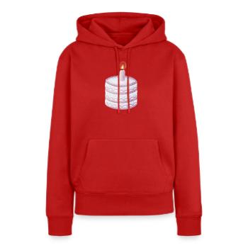 Gâteau d’anniversaire pastel avec bougie - Sweat à capuche Premium bio Femme - rouge - Devant - Julia (174cm)