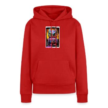 Bunte Eulenfigur mit Neonfarben Puppe Textil - Frauen Premium Bio Hoodie - Rot - Vorne - Julia (174cm)