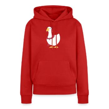 Là où les vents se rencontrent - Oie chinoise - Rubis - Sweat à capuche Premium bio Femme - rouge - Devant - Julia (174cm)