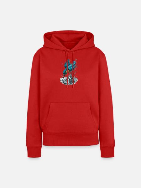 Eisvogel im Einsatz - Frauen Premium Bio Hoodie - Rot