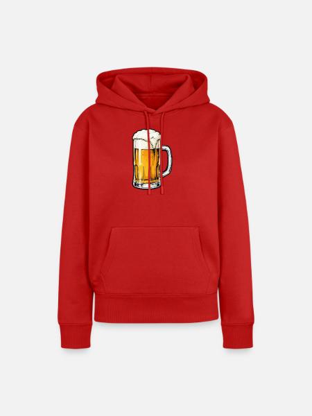 Bierkrug Illustration mit Schaum - Frauen Premium Bio Hoodie - Rot
