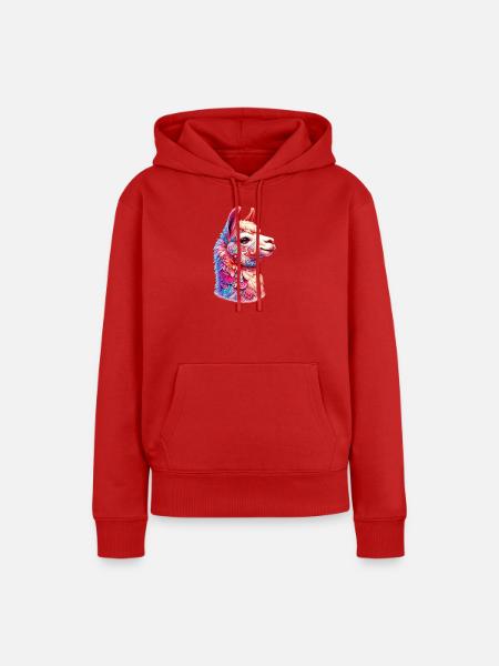 Alpaka - Frauen Premium Bio Hoodie - Rot