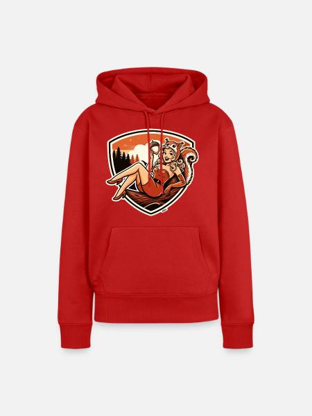 Retro Pinup Fuchsholz-Charme - Frauen Premium Bio Hoodie - Rot