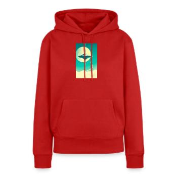 Städte beginnen über den Wolken zu schweben - Frauen Premium Bio Hoodie - Rot - Vorne - Julia (174cm)