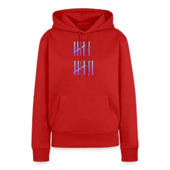 Six Sept Mèmes - Sweat à capuche Premium bio Femme - rouge - Devant - Julia (174cm)