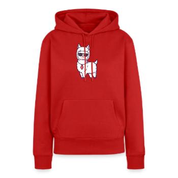 Llama cool avec cravate à lunettes de soleil - Sweat à capuche Premium bio Femme - rouge - Devant - Julia (174cm)